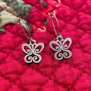 Retired James Avery Butterfly Dangle Earrings in Sterling Silver